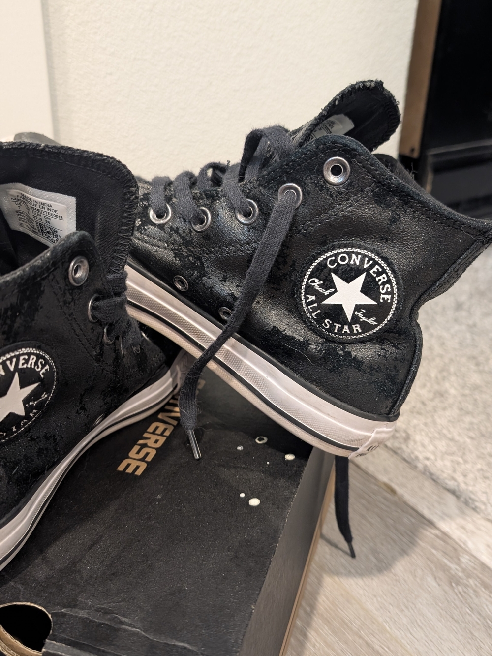 Converse Women’s Black High-Top Studded Sneakers - Picture 5 of 9